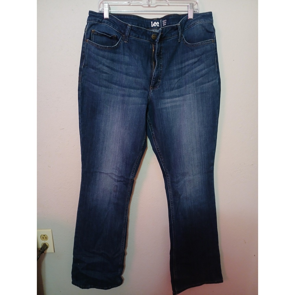 Lee Regular Fit Boot Cut Mid Rise Dark Wash Denim Jeans Womens